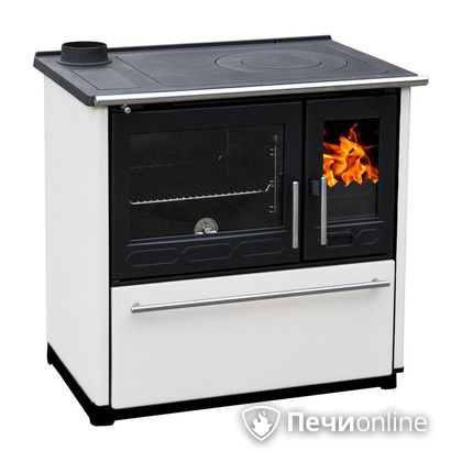 Отопительная печь Plamen 850 Glas белая труба слева в Красноярске