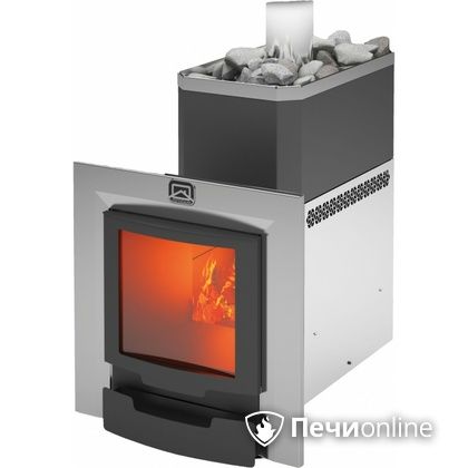 Дровяная банная печь Теплодар Русь 12 ЛНЗП Панорама Профи (дверь 17 с обрамлением) в Красноярске