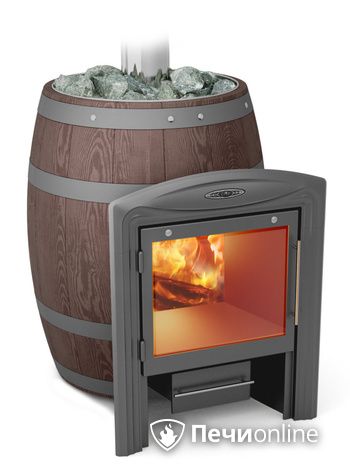 Дровяная банная печь TMF Вариата Inox Витра Баррель палисандр в Красноярске