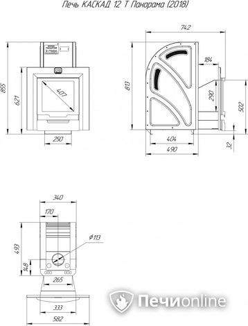 Дровяная банная печь Теплодар Каскад-12 Т Панорама (2018) в Красноярске