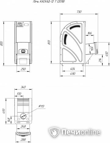 Дровяная банная печь Теплодар Каскад-12 Т (2018) в Красноярске