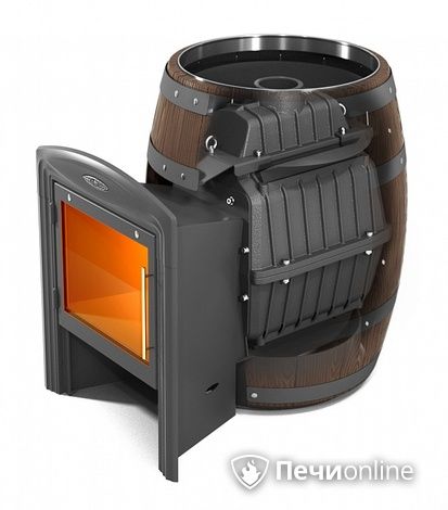 Дровяная банная печь TMF Вариата Cast Витра Баррель палисандр в Красноярске