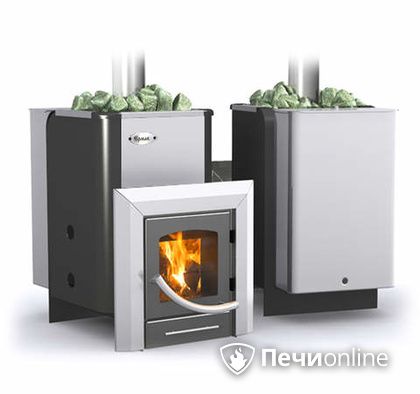 Дровяная банная печь Ермак Элит 16-ПС стекло нержавеющая сталь регулируемый тоннель в Красноярске