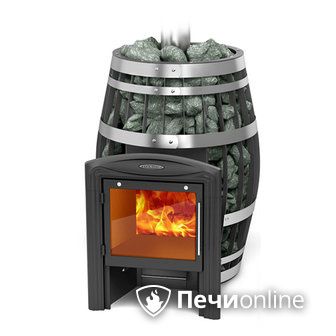 Дровяная банная печь TMF Саяны XXL 2015 Carbon Витра с закрытой каменкой и теплообменником в Красноярске