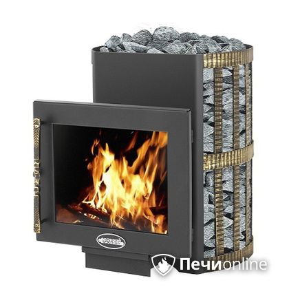 Дровяная банная печь Везувий Скиф Ковка 16 Панорама в Красноярске