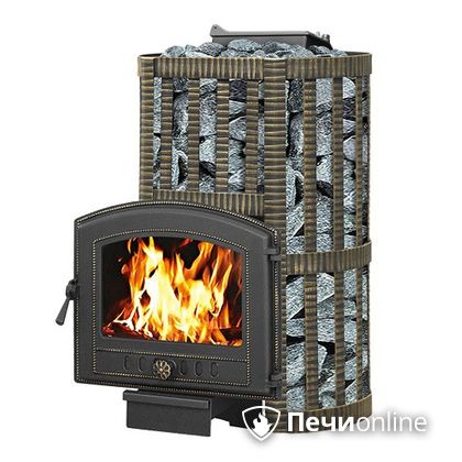 Дровяная банная печь Везувий Ураган Ковка 16 (224) с закрытой каменкой чугун в Красноярске