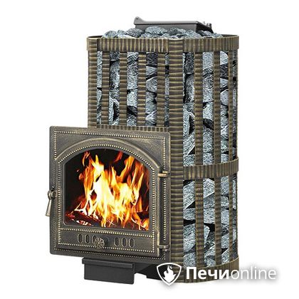 Дровяная банная печь Везувий Ураган Ковка 16 (205) с закрытой каменкой чугун в Красноярске