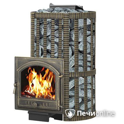 Дровяная банная печь Везувий Ураган Ковка 28  (205) с закрытой каменкой чугун в Красноярске