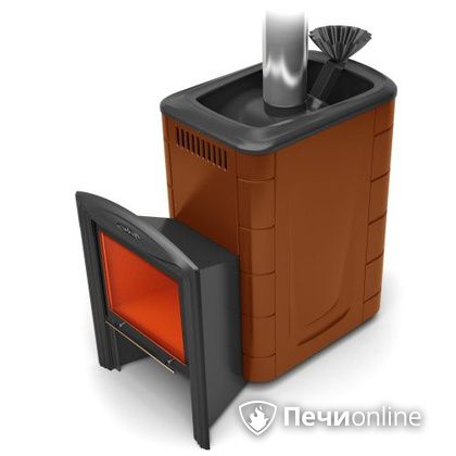 Дровяная банная печь TMF Гейзер 2014 Carbon Витра терракота в Красноярске