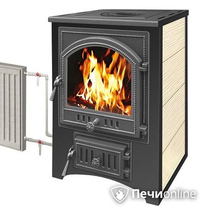 Печь-камин Везувий ПК-01(205) с плитой и теплообменником бежевый в Красноярске