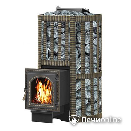 Дровяная банная печь Везувий Ураган Ковка 22 (270) с закрытой каменкой чугун в Красноярске