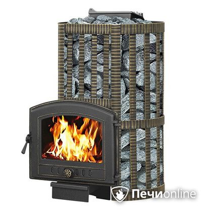 Дровяные печи-каменки Везувий Ураган Ковка 22 (224) с закрытой каменкой чугун в Красноярске