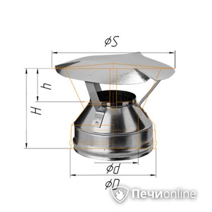 Дымоход Феррум Оголовок  нержавеющий d-200/280 по воде в Красноярске