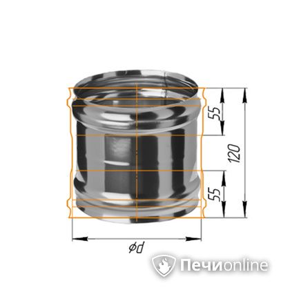 Дымоход Феррум Адаптер ММ для печи нержавеющий 08 d-150 в Красноярске