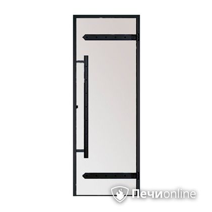 Дверь для бани Harvia Стеклянная дверь для сауны LEGEND 7/19 черная коробка сосна сатин D71905МL в Красноярске