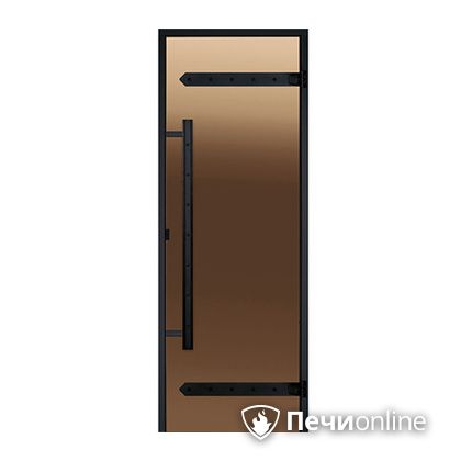 Дверь для бани Harvia Стеклянная дверь для сауны LEGEND 8/19 черная коробка сосна бронза  D81901МL в Красноярске